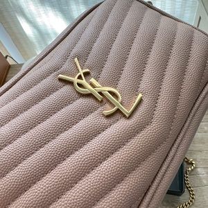 Saint Laurent mini Lou in quilted leather - Vintage Peach